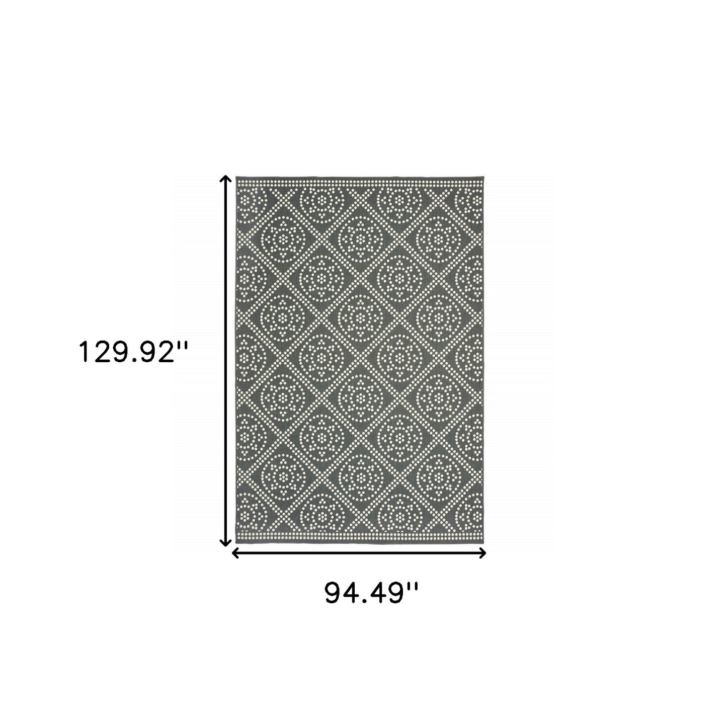 8' x 11' Gray and Ivory Geometric Stain Resistant Indoor Outdoor Area Rug