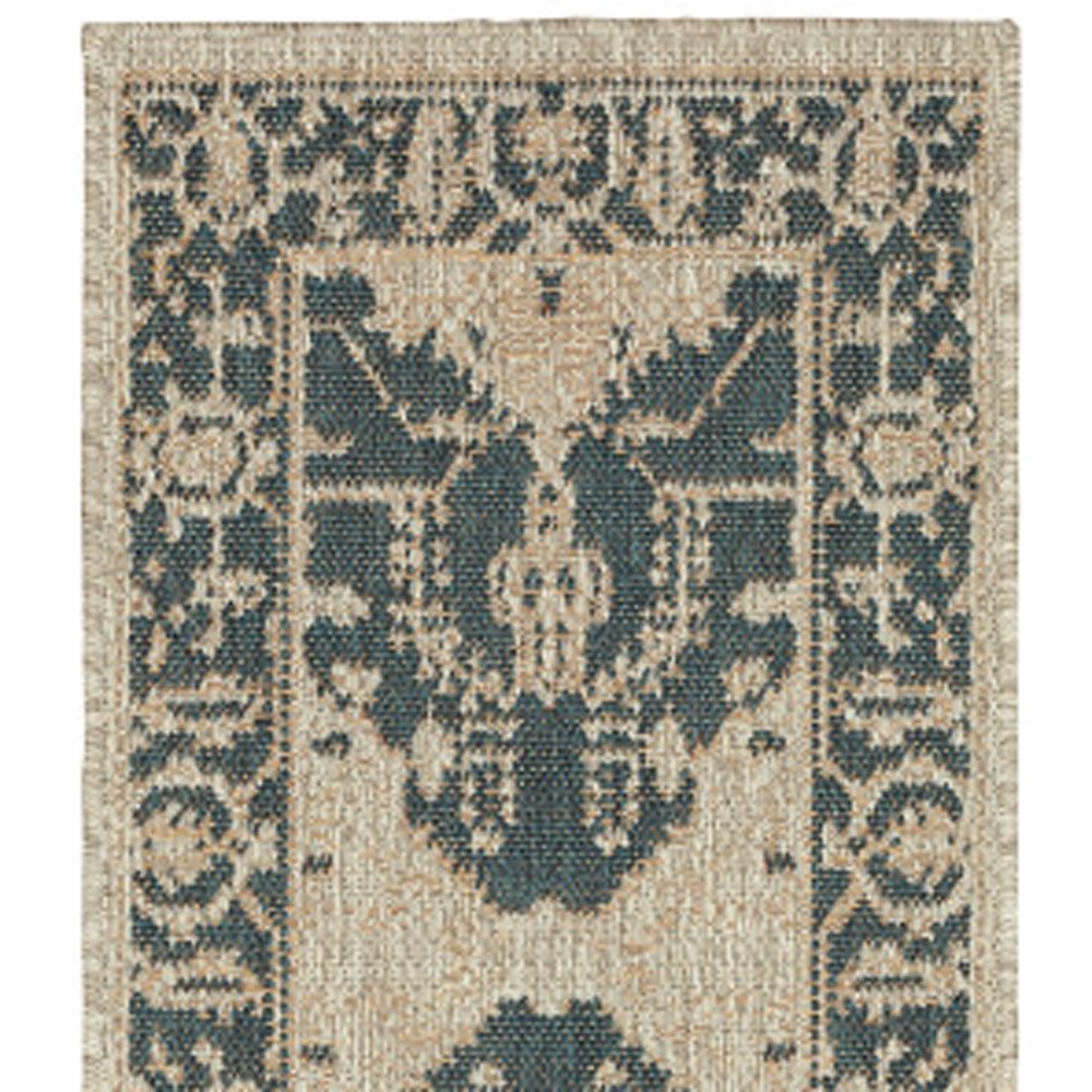 2' X 8' Gray Oriental Stain Resistant Indoor Outdoor Area Rug