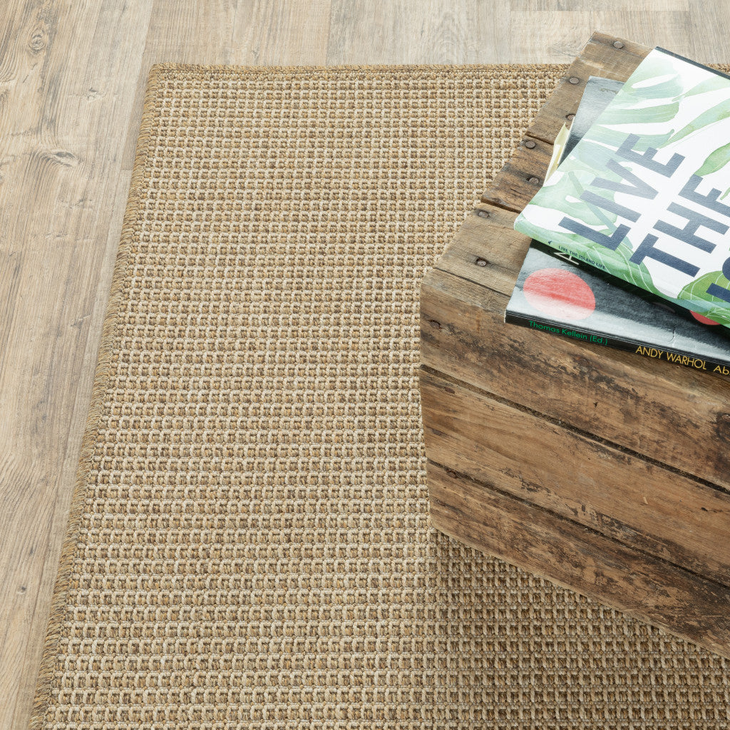 4' x 6' Beige Stain Resistant Indoor Outdoor Area Rug