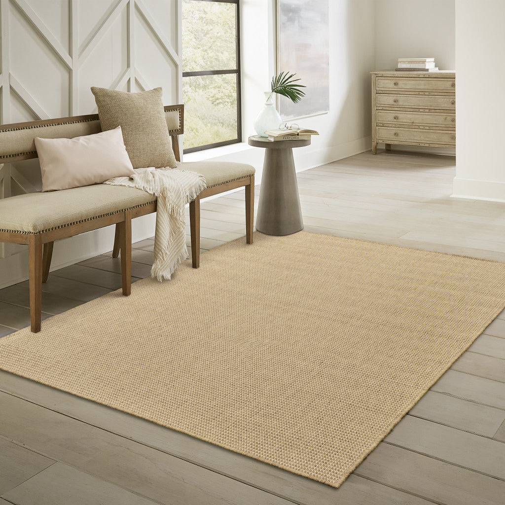 4' x 6' Beige Stain Resistant Indoor Outdoor Area Rug