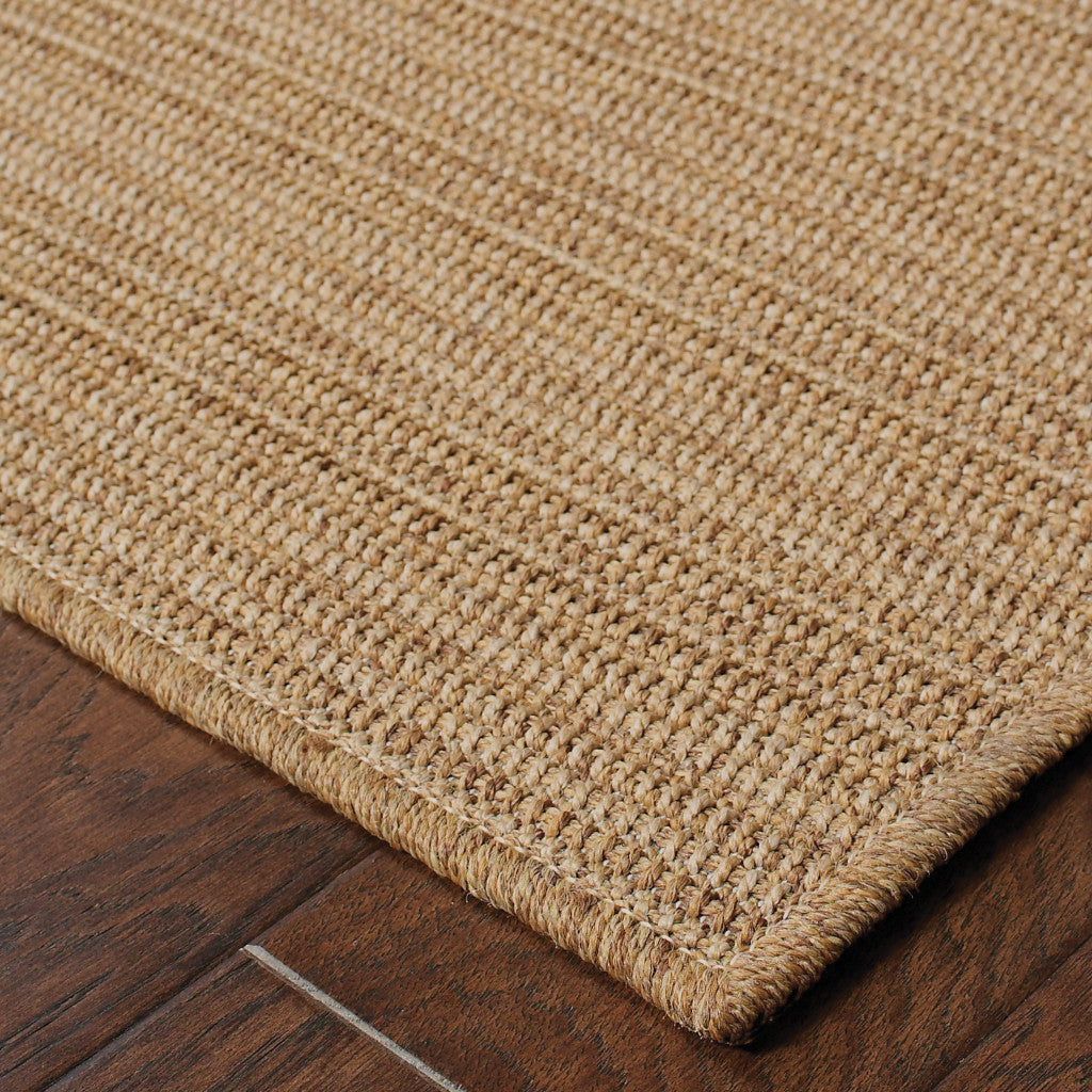 7' x 10' Tan Striped Stain Resistant Indoor Outdoor Area Rug