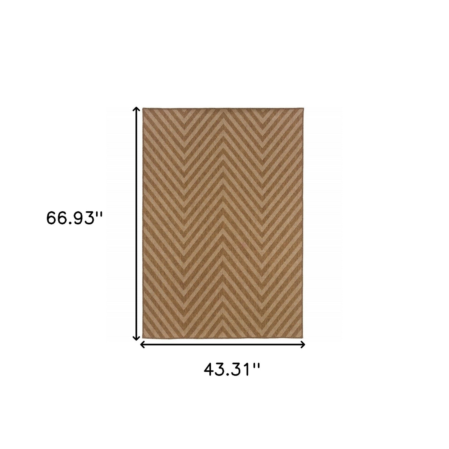 4' x 6' Tan Geometric Stain Resistant Indoor Outdoor Area Rug