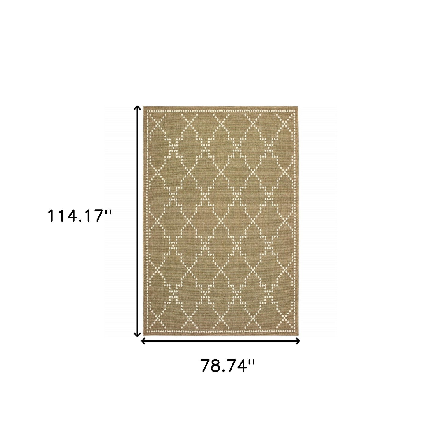 7' x 10' Tan Geometric Stain Resistant Indoor Outdoor Area Rug