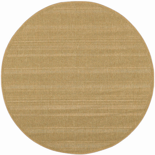 8' x 8' Beige Round Stain Resistant Indoor Outdoor Area Rug