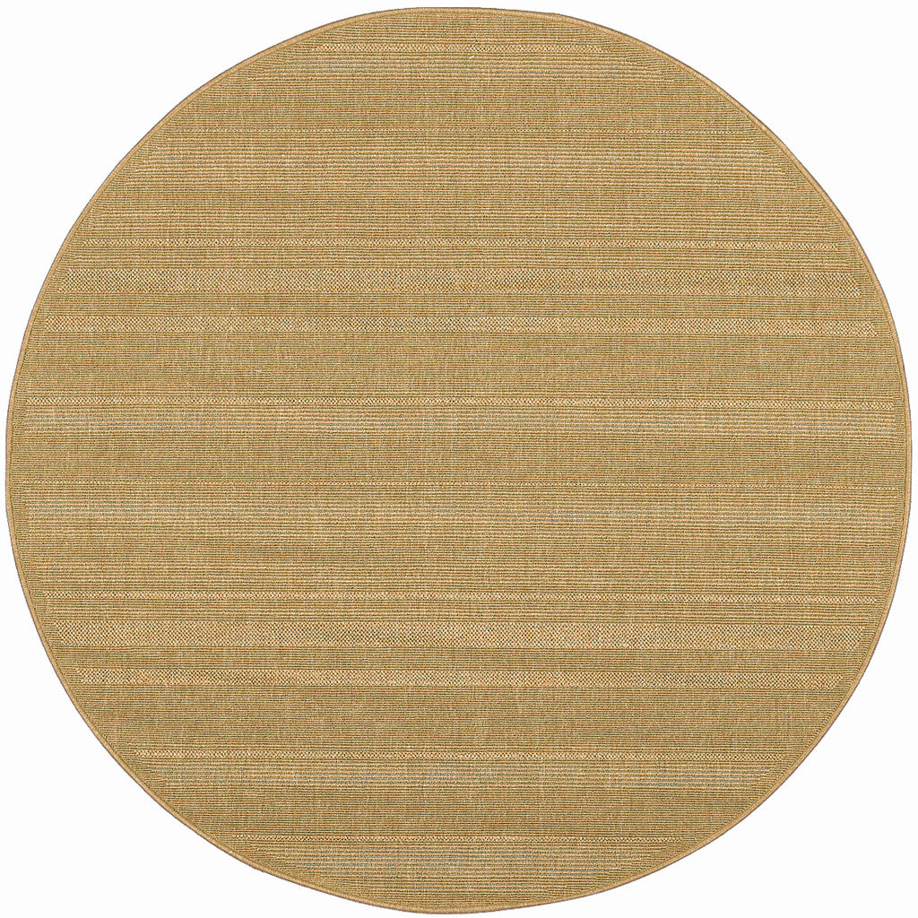 8' x 8' Beige Round Stain Resistant Indoor Outdoor Area Rug