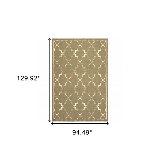 8' x 11' Tan Geometric Stain Resistant Indoor Outdoor Area Rug