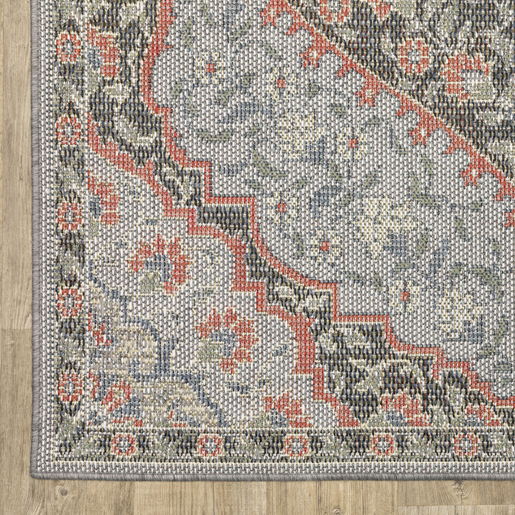 10' x 13' Blue Oriental Stain Resistant Indoor Outdoor Area Rug