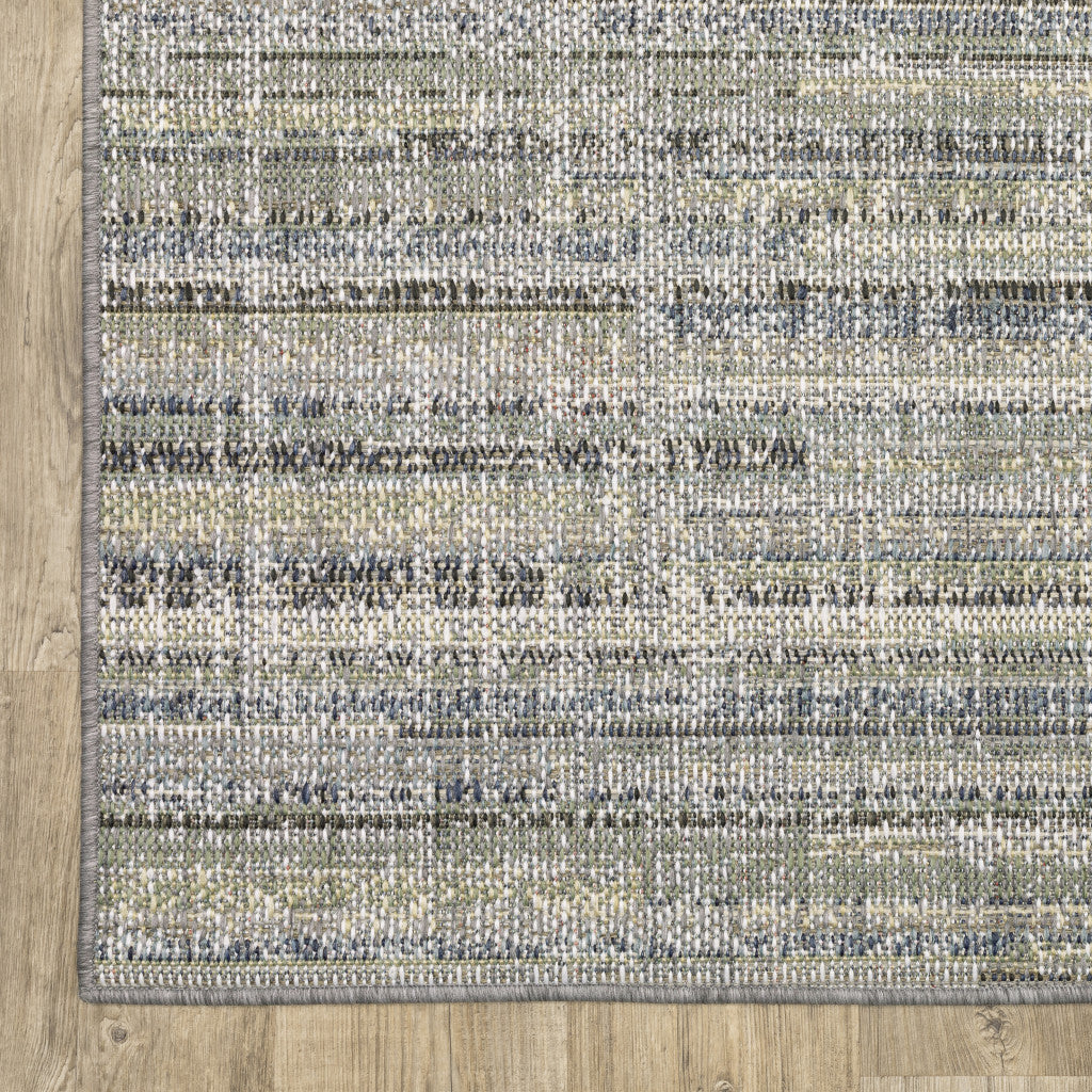 8' x 10' Blue and Green Abstract Stain Resistant Indoor Outdoor Area Rug