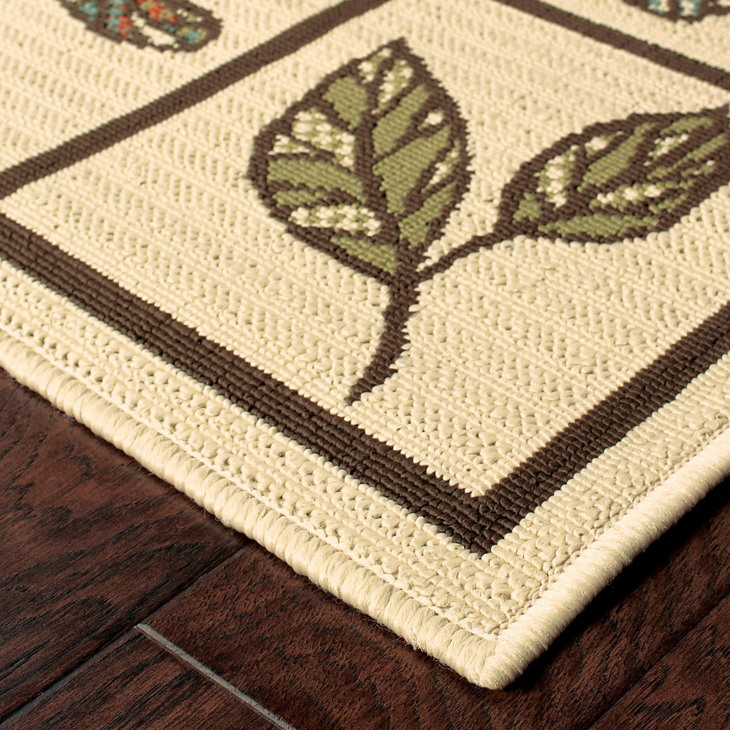 5' x 8' Brown and Ivory Abstract Stain Resistant Indoor Outdoor Area Rug