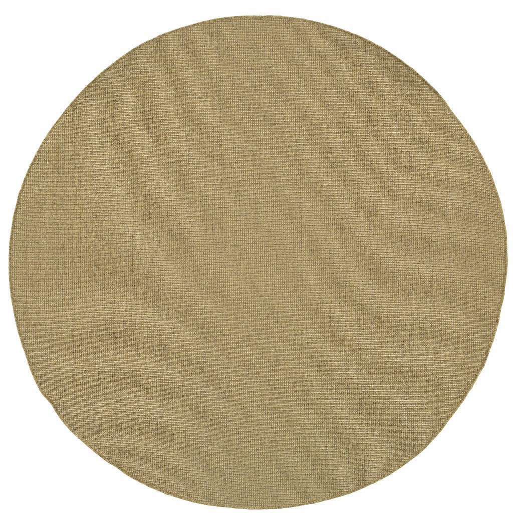 8' x 8' Tan Round Stain Resistant Indoor Outdoor Area Rug