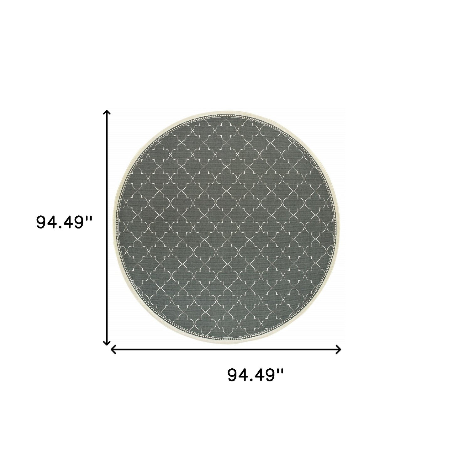 8' x 8' Gray and Ivory Round Geometric Stain Resistant Indoor Outdoor Area Rug