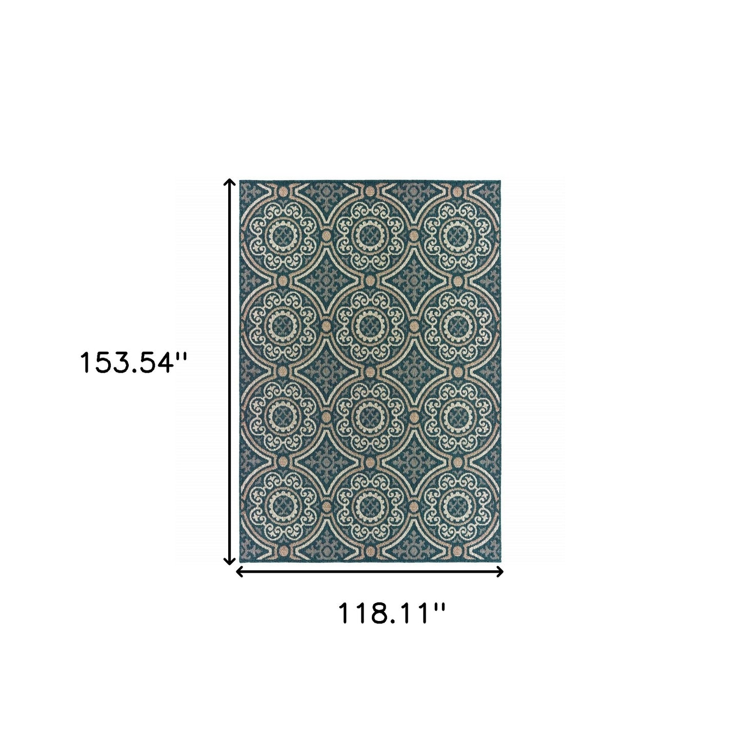 10' x 13' Blue and Gray Geometric Stain Resistant Indoor Outdoor Area Rug