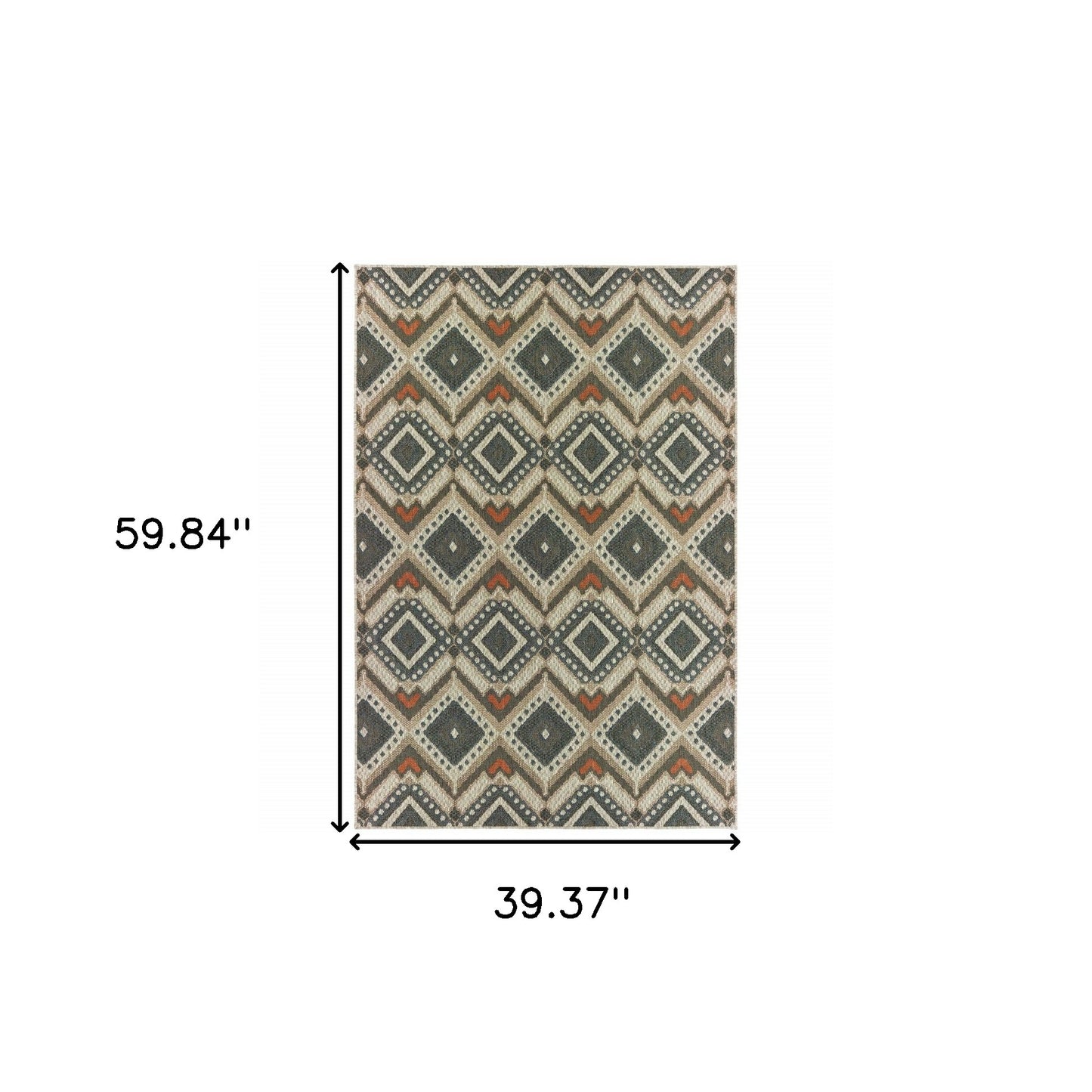 3' X 5' Gray Geometric Stain Resistant Indoor Outdoor Area Rug