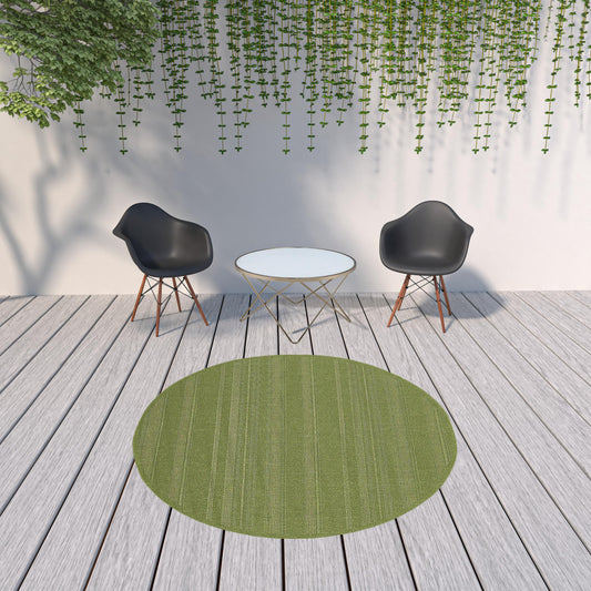 8' x 8' Green Round Stain Resistant Indoor Outdoor Area Rug