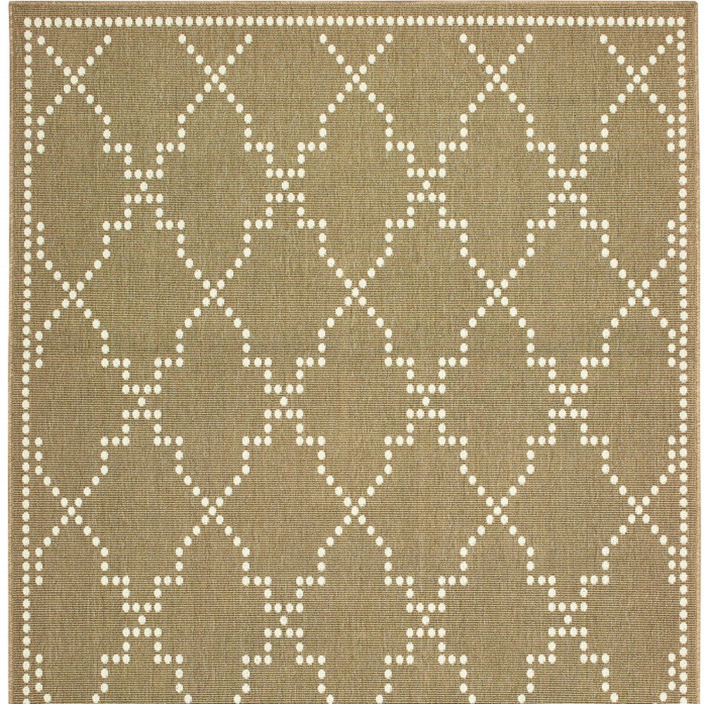 2' X 4' Tan Geometric Stain Resistant Indoor Outdoor Area Rug