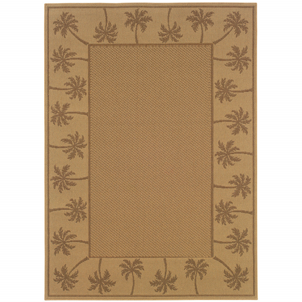 7' x 10' Beige Stain Resistant Indoor Outdoor Area Rug