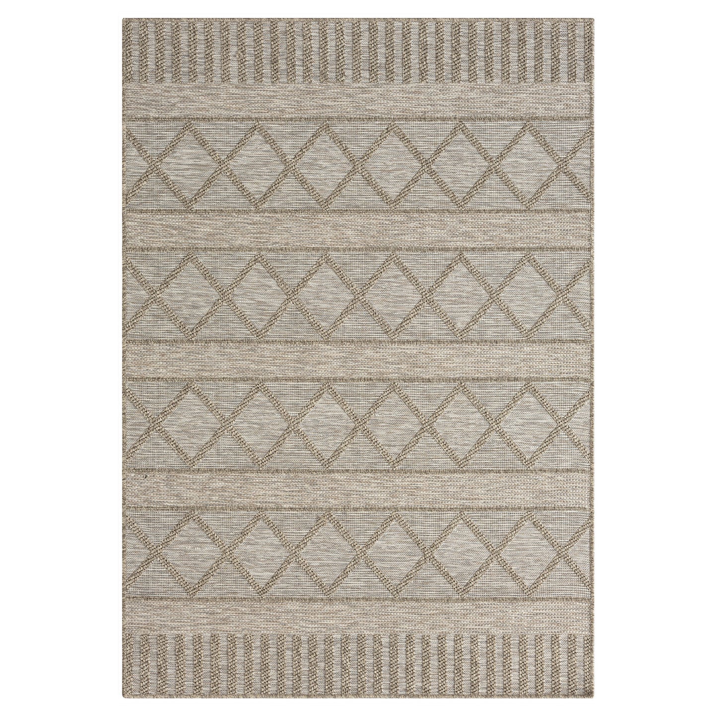 8' X 10' Gray Striped Handmade Indoor Outdoor Area Rug