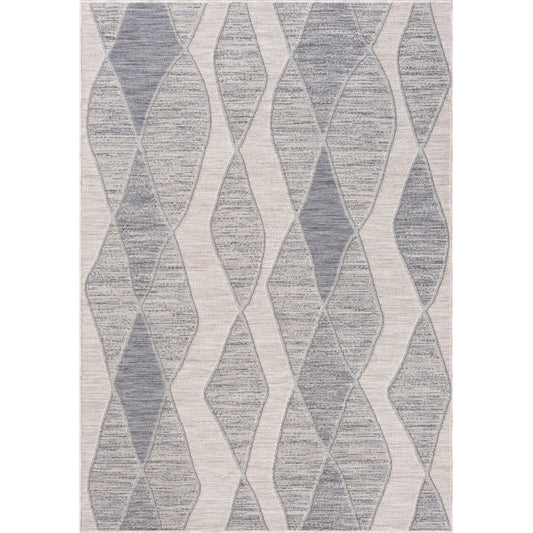 8' X 11' Blue And Gray Geometric Indoor Outdoor Area Rug