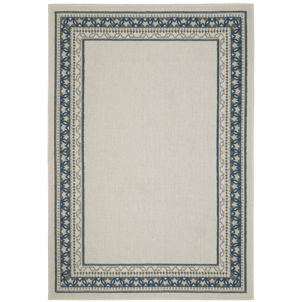 5' x 7' Blue and Beige Stain Resistant Indoor Outdoor Area Rug