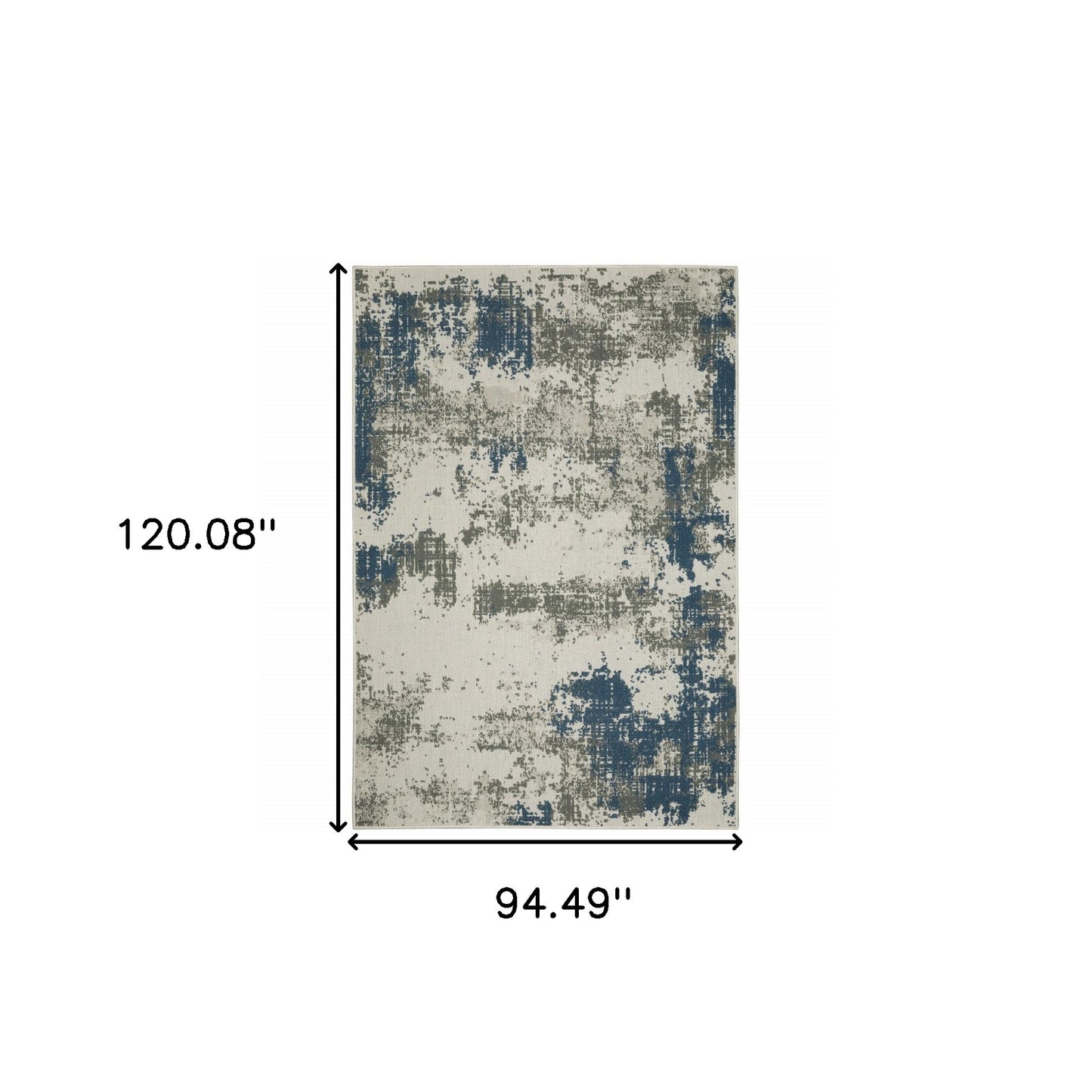 8' x 10' Blue and Beige Abstract Stain Resistant Indoor Outdoor Area Rug