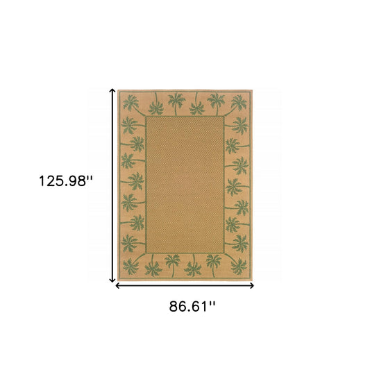 7' x 10' Beige Stain Resistant Indoor Outdoor Area Rug