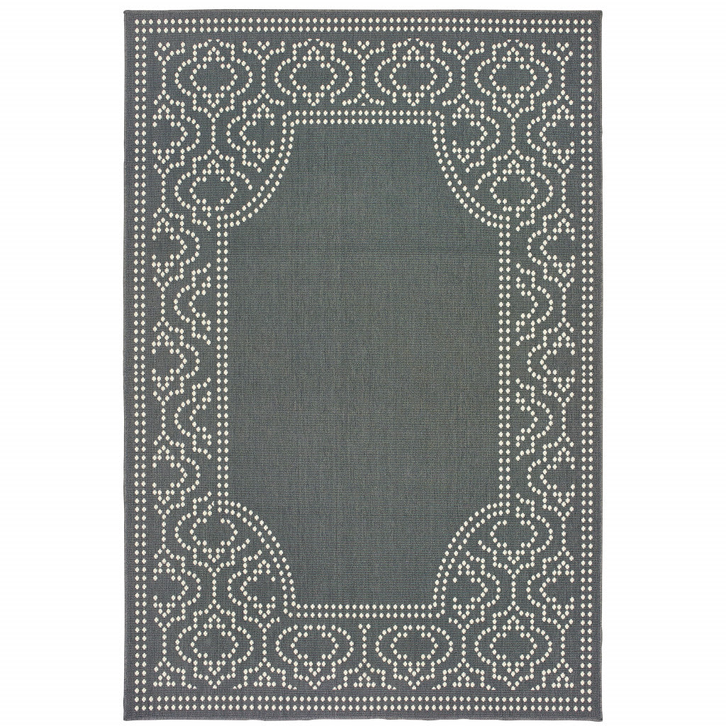 4' x 6' Gray and Ivory Stain Resistant Indoor Outdoor Area Rug