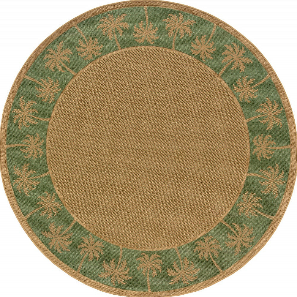 8' x 8' Beige Round Stain Resistant Indoor Outdoor Area Rug