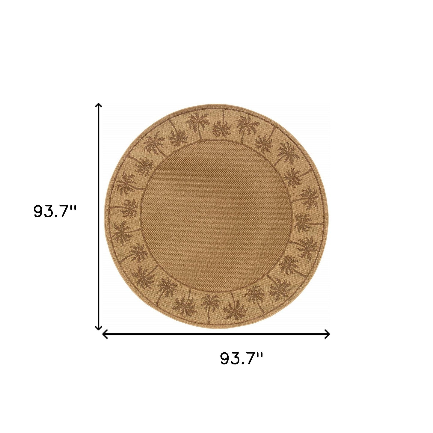 8' x 8' Beige Round Stain Resistant Indoor Outdoor Area Rug