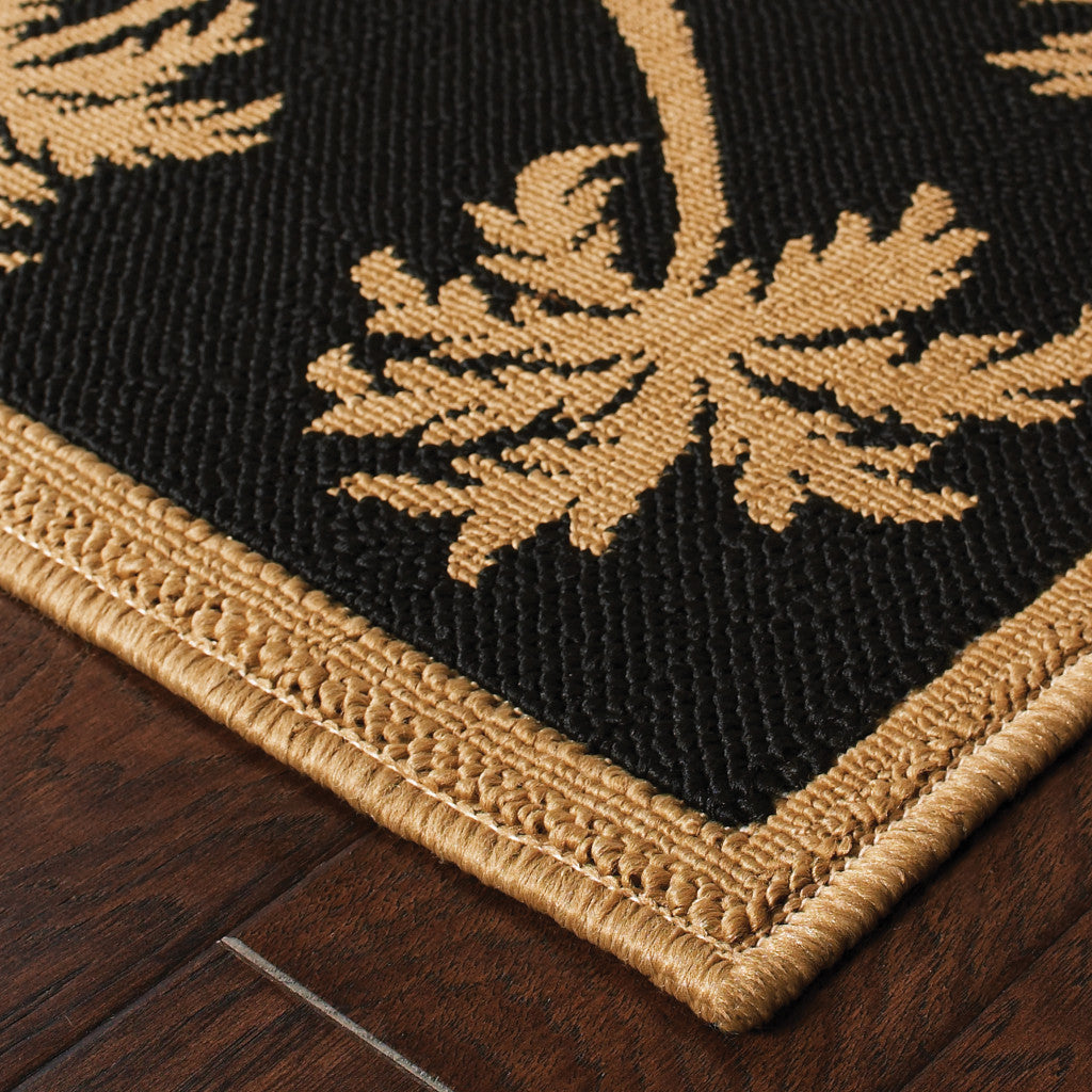 5' x 8' Beige and Black Stain Resistant Indoor Outdoor Area Rug