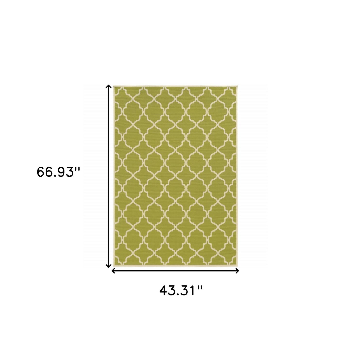 4' x 6' Green and Ivory Geometric Stain Resistant Indoor Outdoor Area Rug