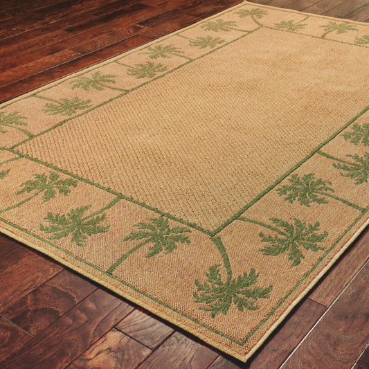 6' x 9' Beige Stain Resistant Indoor Outdoor Area Rug