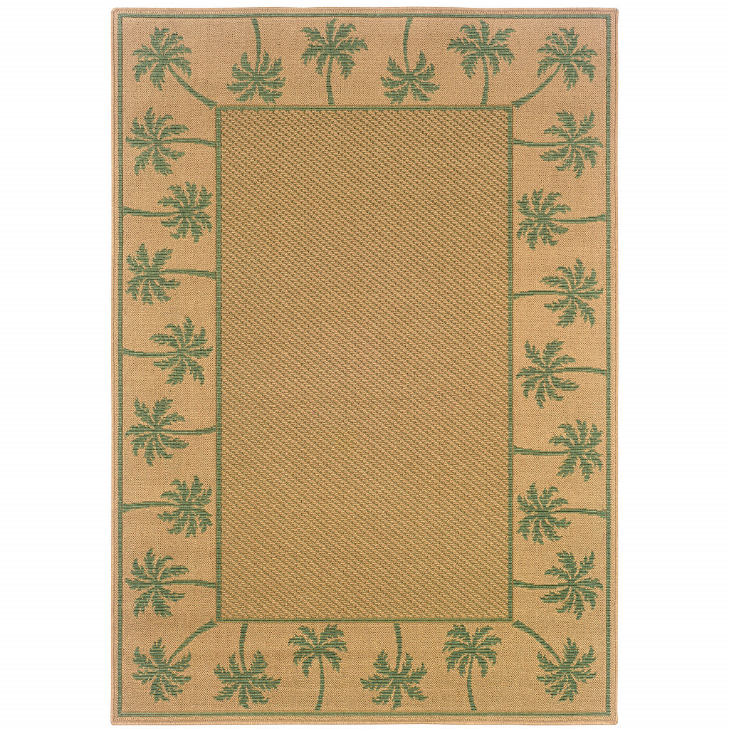 6' x 9' Beige Stain Resistant Indoor Outdoor Area Rug