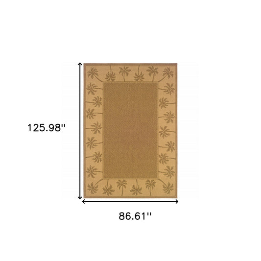 7' x 10' Tan Stain Resistant Indoor Outdoor Area Rug