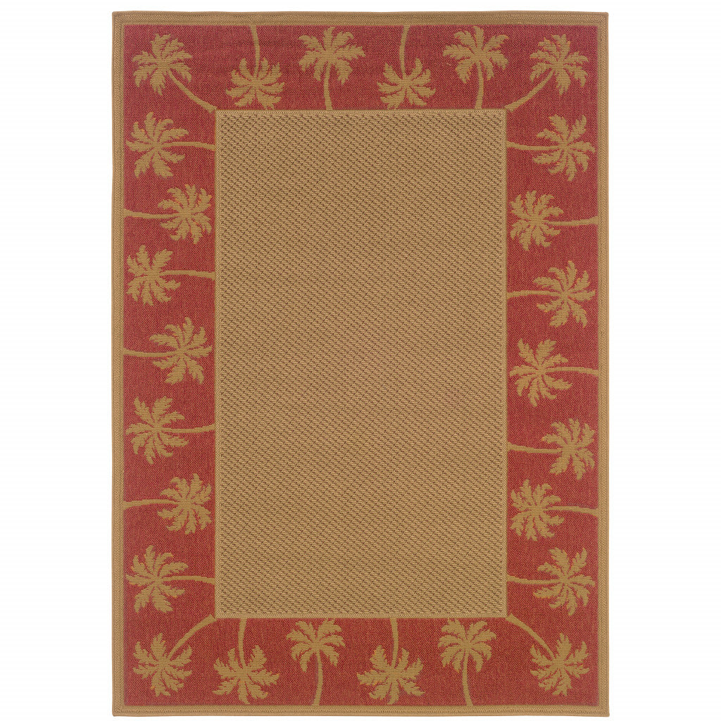 7' x 10' Beige Stain Resistant Indoor Outdoor Area Rug