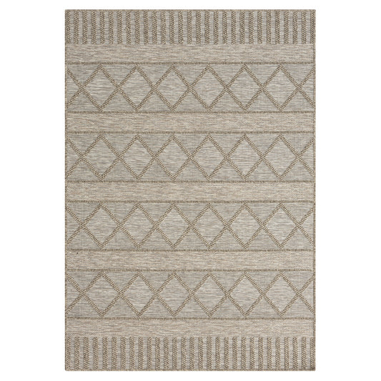 5' X 7' Gray Striped Handmade Indoor Outdoor Area Rug