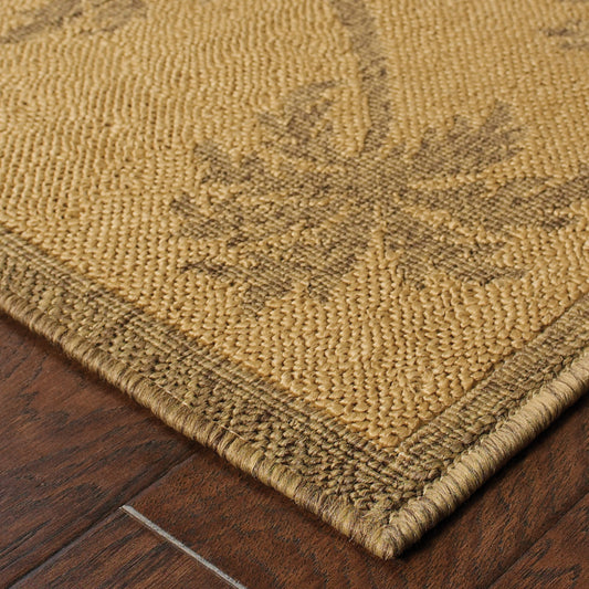 9' X 13' Tan Stain Resistant Indoor Outdoor Area Rug