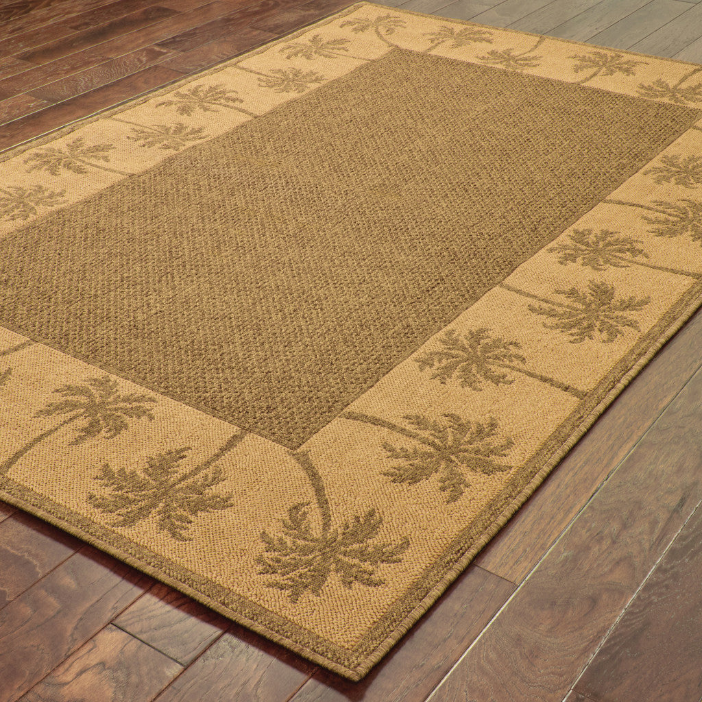 9' X 13' Tan Stain Resistant Indoor Outdoor Area Rug