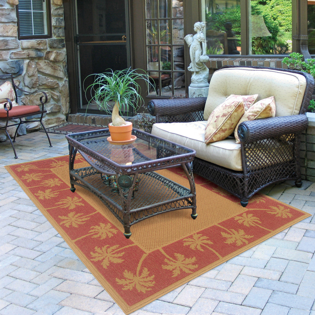 5' x 8' Beige Stain Resistant Indoor Outdoor Area Rug