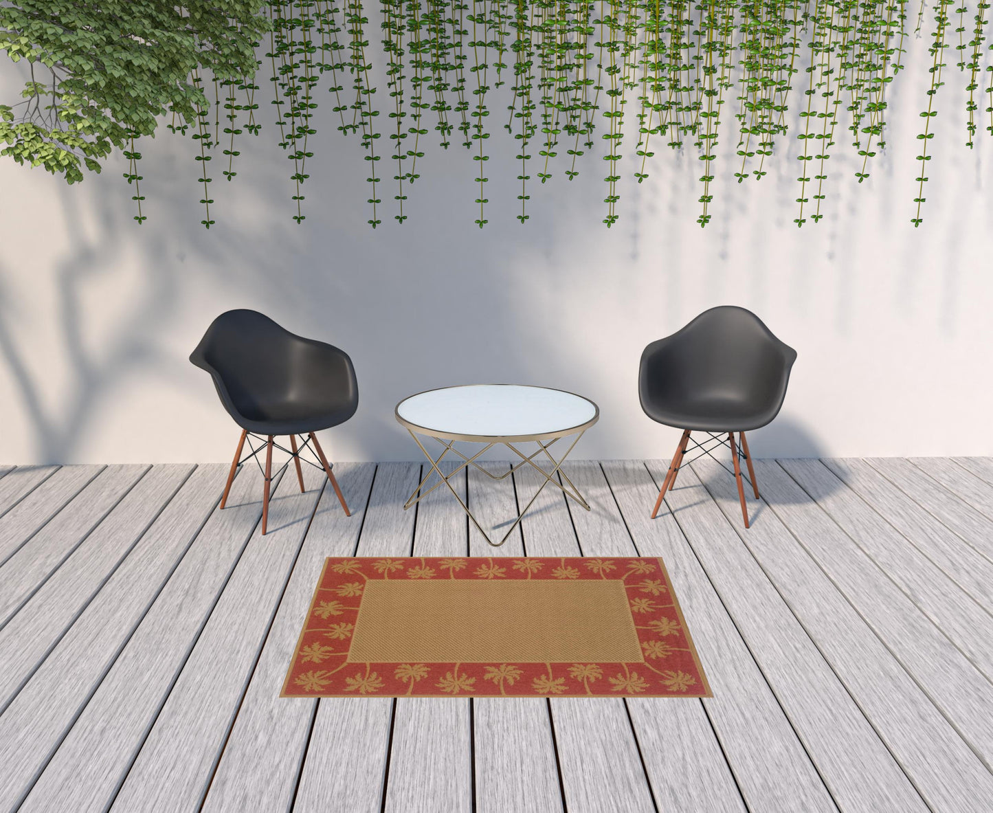 4' x 6' Beige Stain Resistant Indoor Outdoor Area Rug