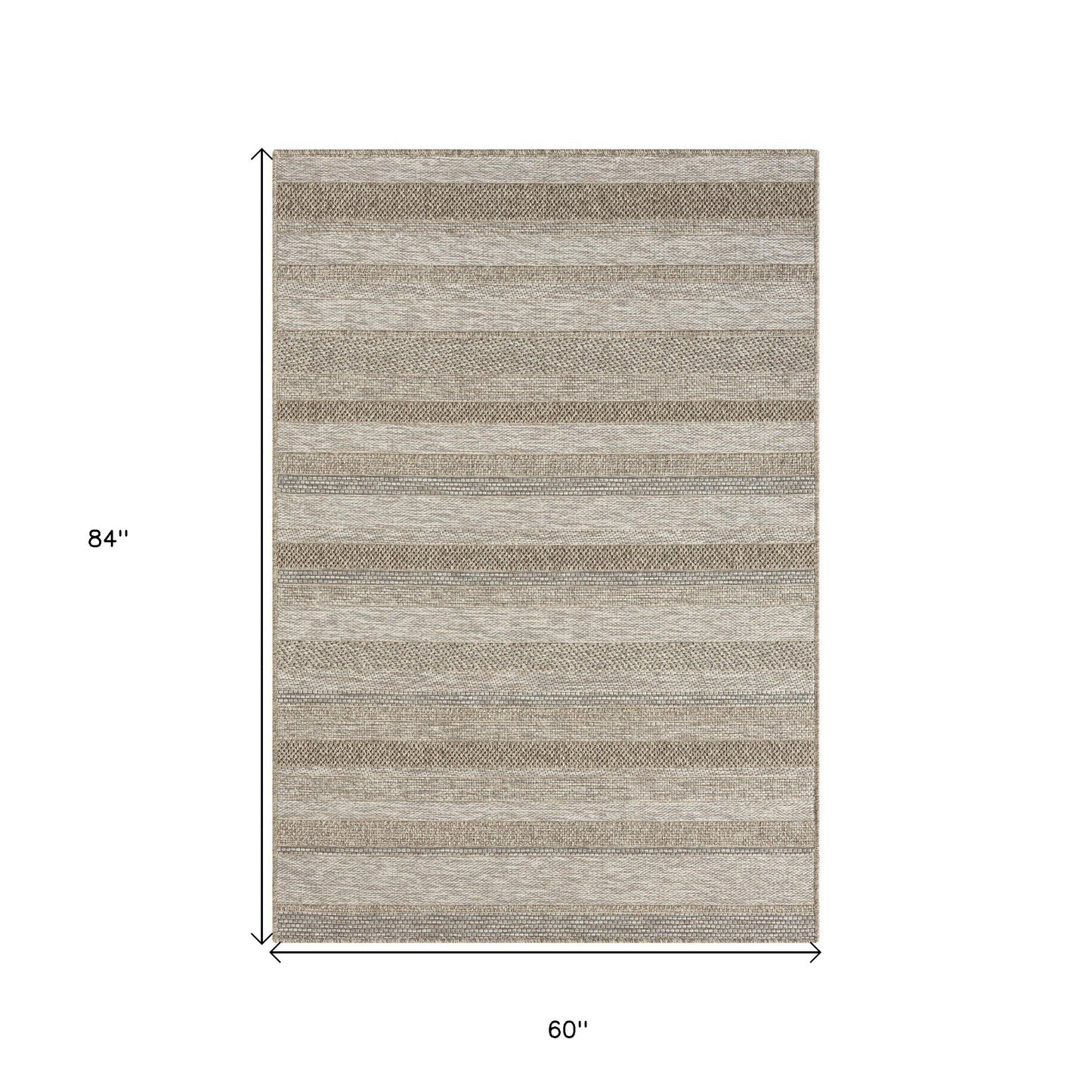 5' X 7' Gray Striped Handmade Indoor Outdoor Area Rug
