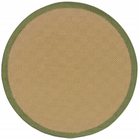 8' x 8' Beige Round Stain Resistant Indoor Outdoor Area Rug