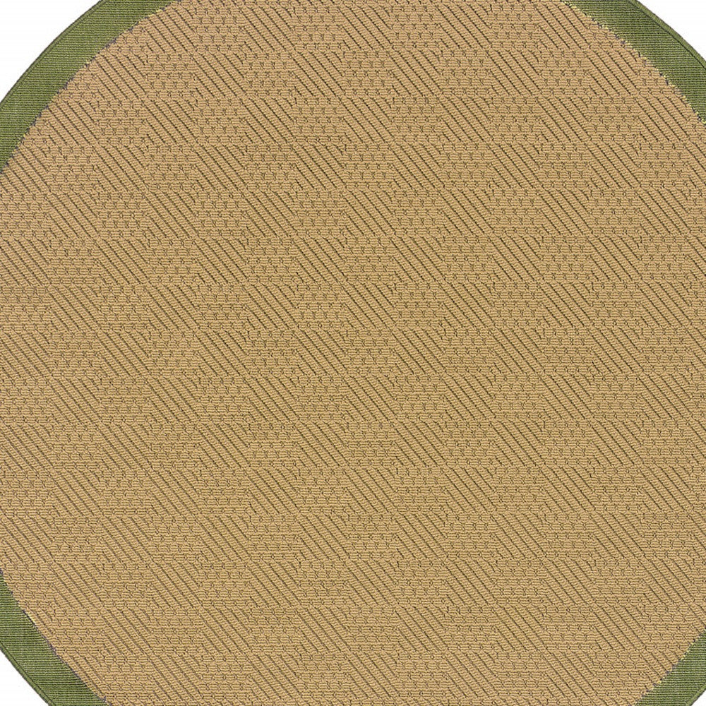 8' x 8' Beige Round Stain Resistant Indoor Outdoor Area Rug