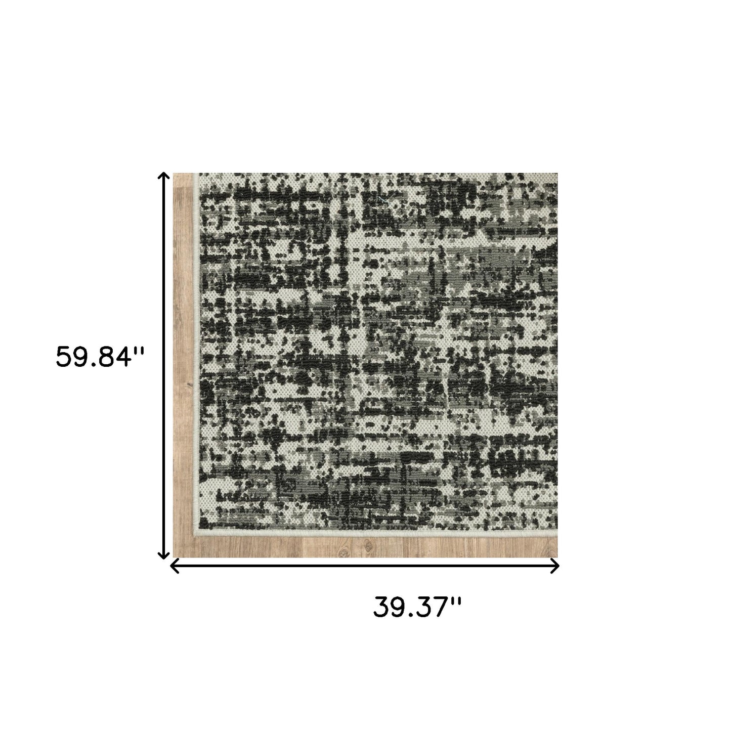 3' X 5' Beige and Black Abstract Stain Resistant Indoor Outdoor Area Rug