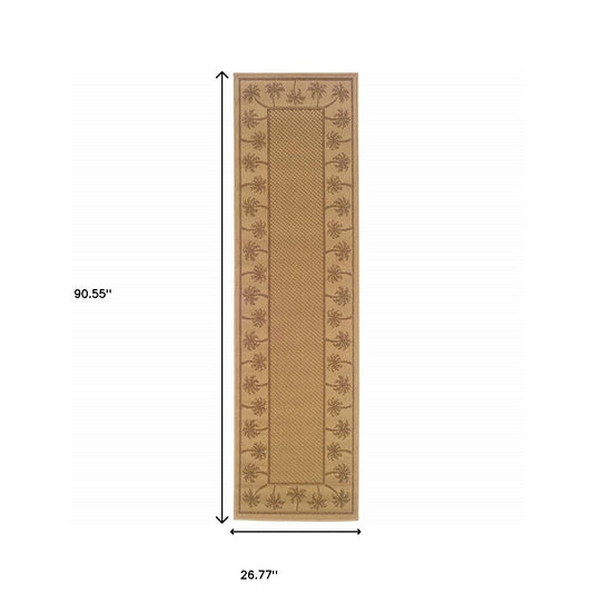 2' X 8' Beige Stain Resistant Indoor Outdoor Area Rug