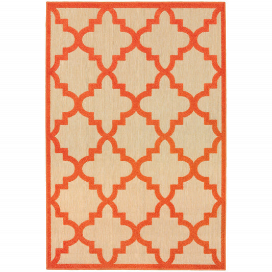 2' x 3' Orange Geometric Stain Resistant Indoor Outdoor Area Rug