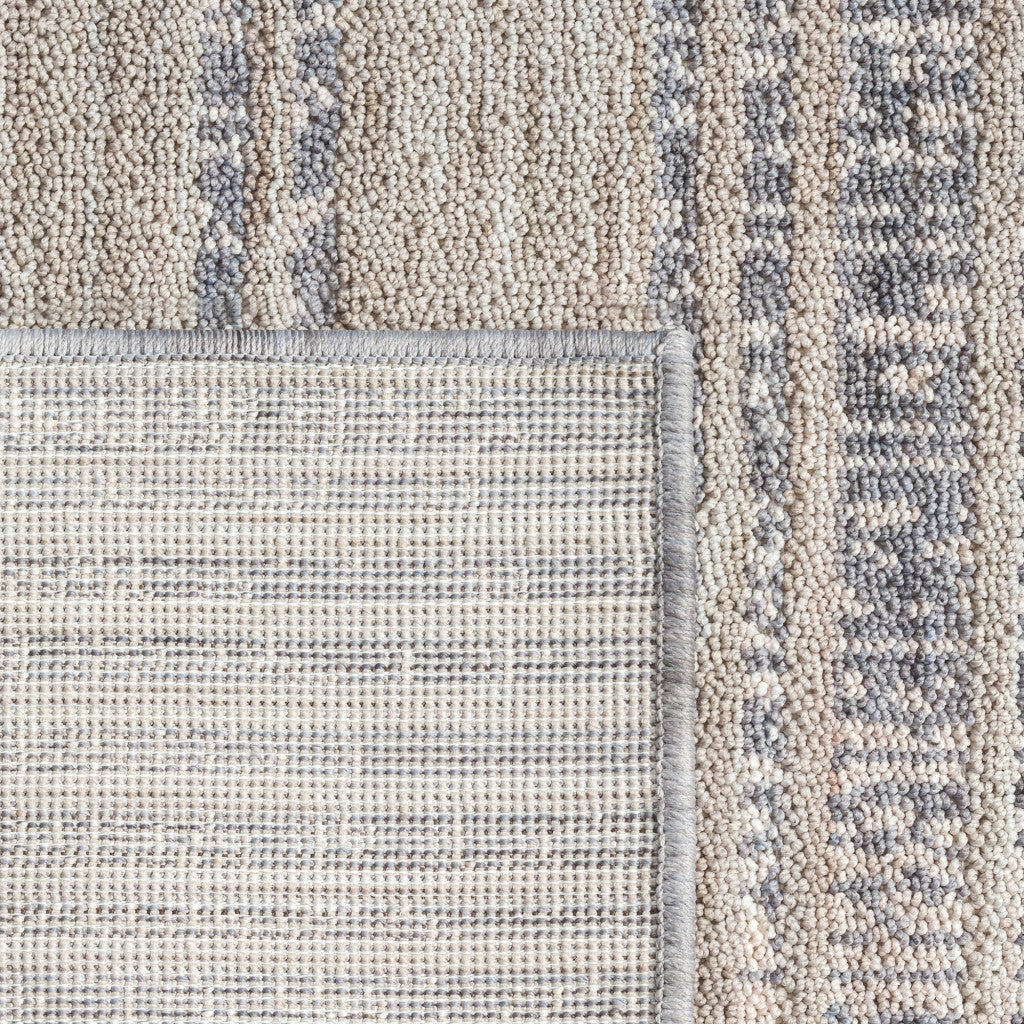 8' X 9' Ivory And Blue Striped Indoor Outdoor Area Rug