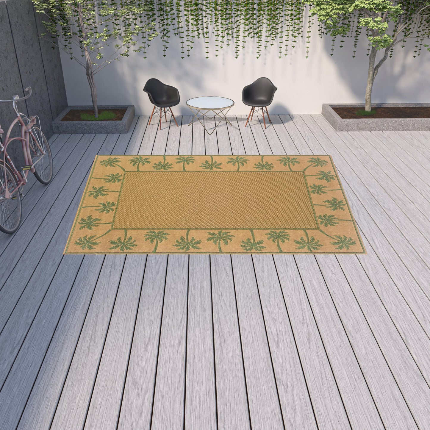 9' X 13' Beige Stain Resistant Indoor Outdoor Area Rug