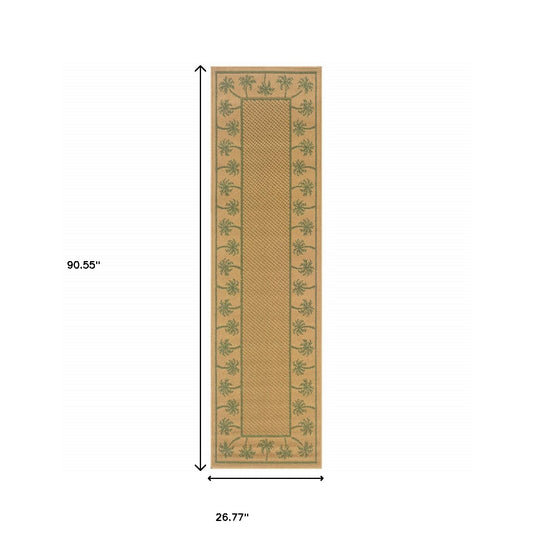 2' X 8' Beige Stain Resistant Indoor Outdoor Area Rug