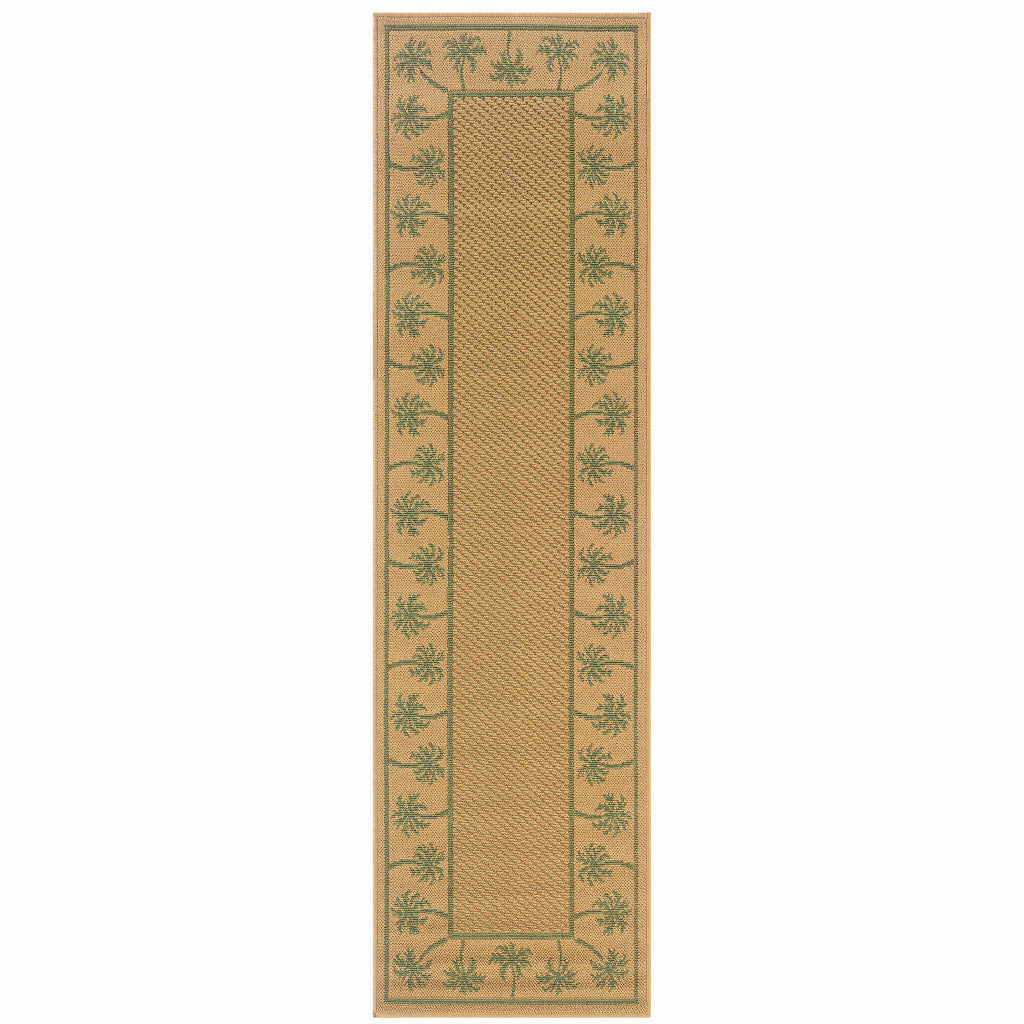 2' X 8' Beige Stain Resistant Indoor Outdoor Area Rug