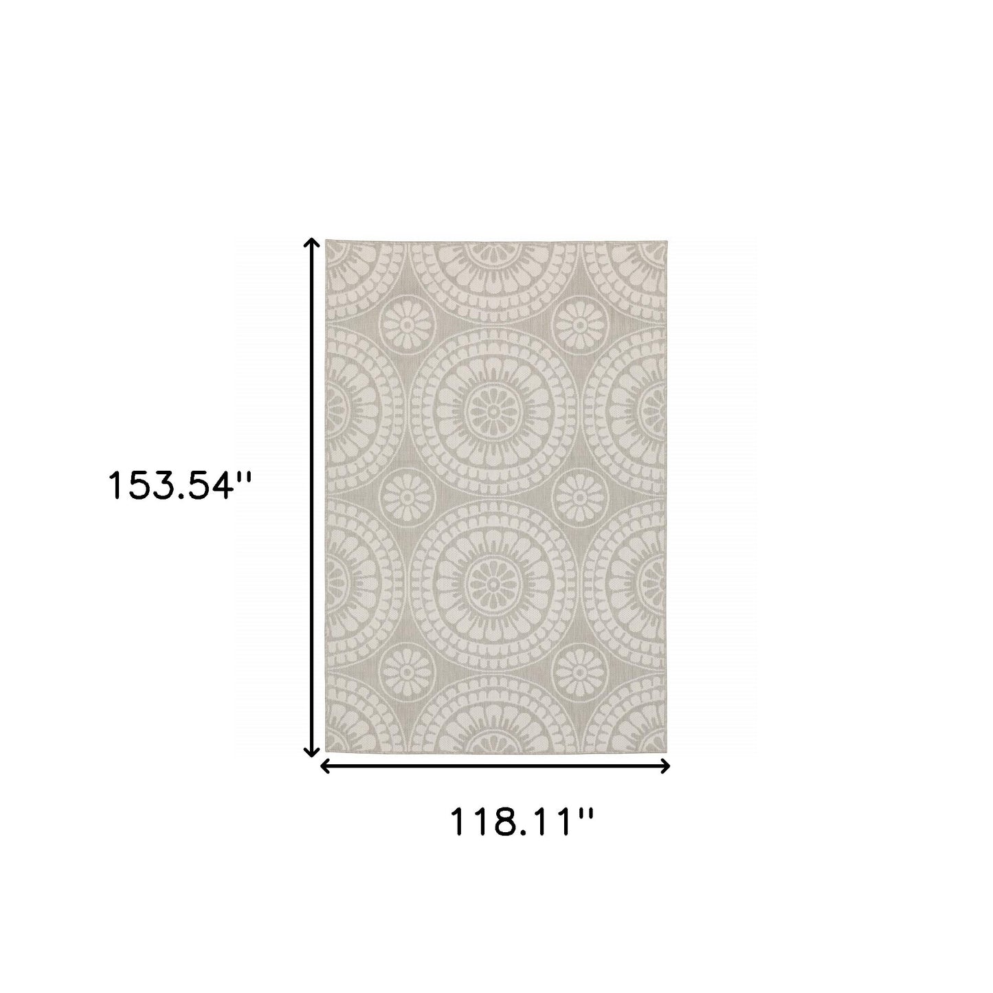 10' x 13' Gray and Ivory Geometric Stain Resistant Indoor Outdoor Area Rug